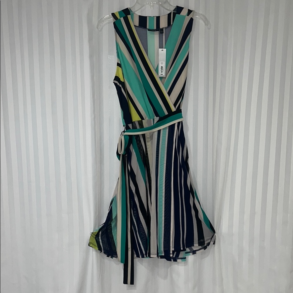 NWT Apt. 9 Green and Blue V-Neckline Faux Wrap Sundress